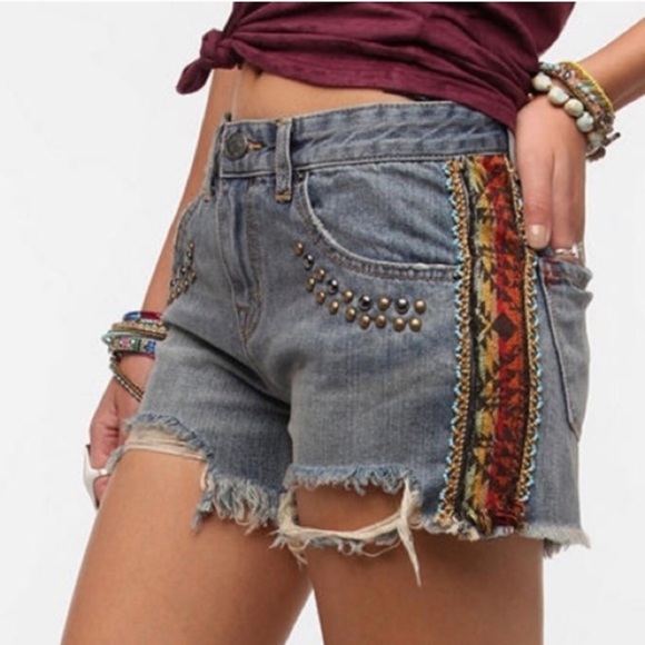 BDG Urban Outfitters Boho Distressed Jean Shorts - Picture 1 of 6